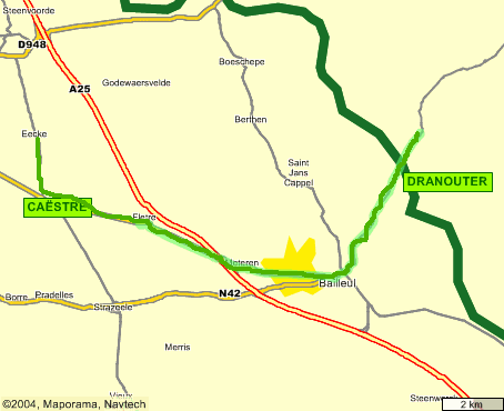 map of Eeke to Dranouter